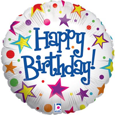 Foil Balloon 18in Round White Bright Birthday
