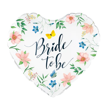 Heart Foil Balloon Bride to be Flowers 45cm