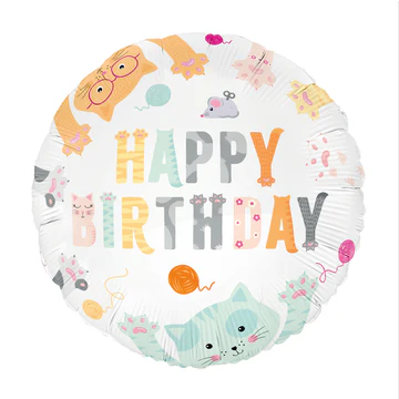 Happy Birthday Kittens Foil Balloon 45cm