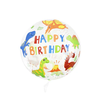 Transparent round balloon Dinosaurs 45cm 1 pc