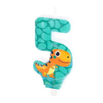 Dinosaurs cake candle number 5