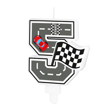 Race car cake candle number 5