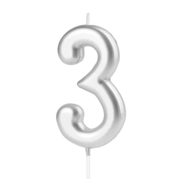 Silver number 3 candle