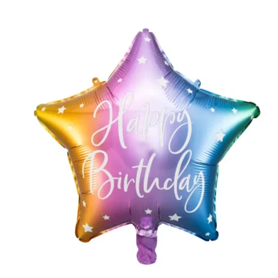 Foil balloon Happy Birthday Star Shape, 40cm