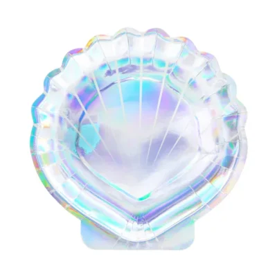 Paper Plates Mermaid Seashell, iridescent 18.5cm, 6 pcs.