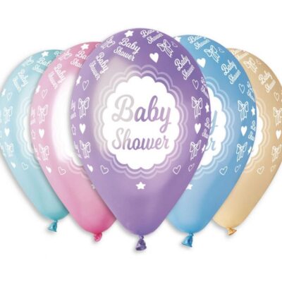 Balloons 12in, premium "baby shower", metallic, 5pcs