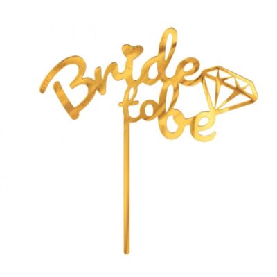 Acrylic cake topper Bride to be, gold, 15x16 cm