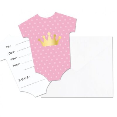 Invitations with envelope "Little girl", pink, 6 pcs