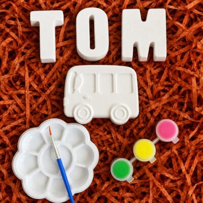 Personalised name and bus painting craft kit