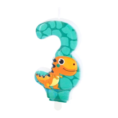 Dinosaurs cake candle number 3