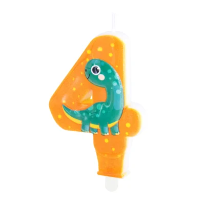Dinosaurs cake candle number 4