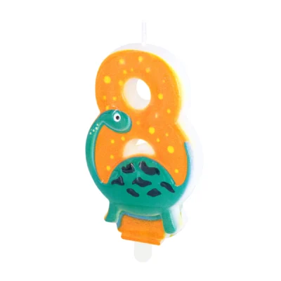 Dinosaurs cake candle number 8
