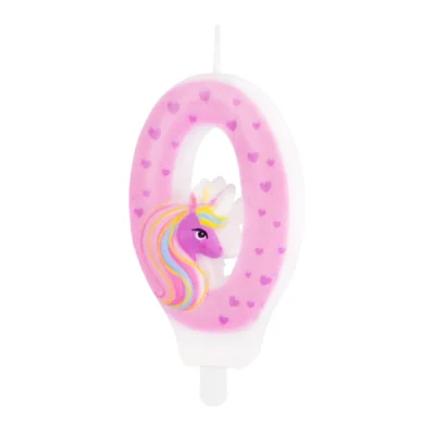 Unicorn cake candle number 0