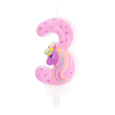 Unicorn cake candle number 3