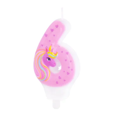 Unicorn cake candle number 6