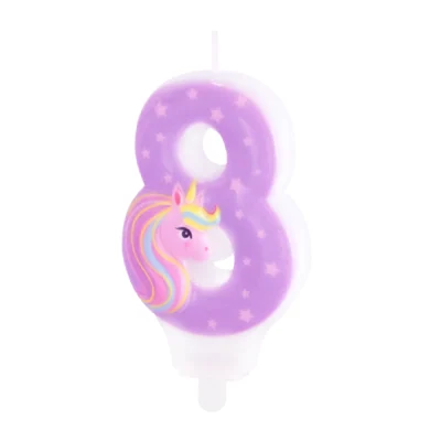 Unicorn cake candle number 8