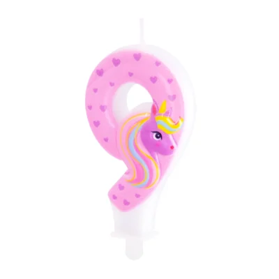 Unicorn cake candle number 9