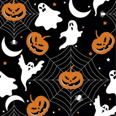 Halloween napkins, Pumpkins and ghosts, 33x33 cm, 20 pcs.
