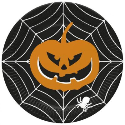 Halloween Paper Plates, Pumpkin, 22.7 cm, 8 pcs.